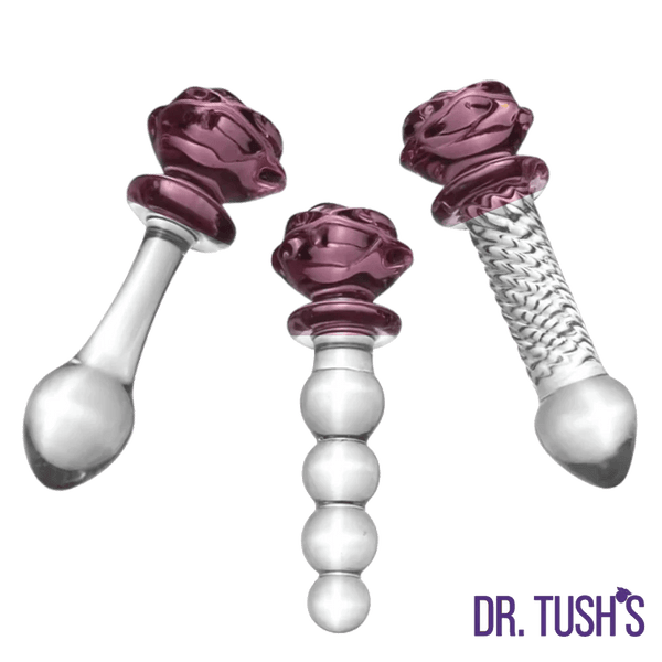 Dr. Tush's Sacred Rose Glass Plug & Dildo Trio
