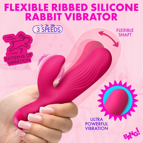 Bang! Flexible Ribbed Silicone Rabbit Vibrator