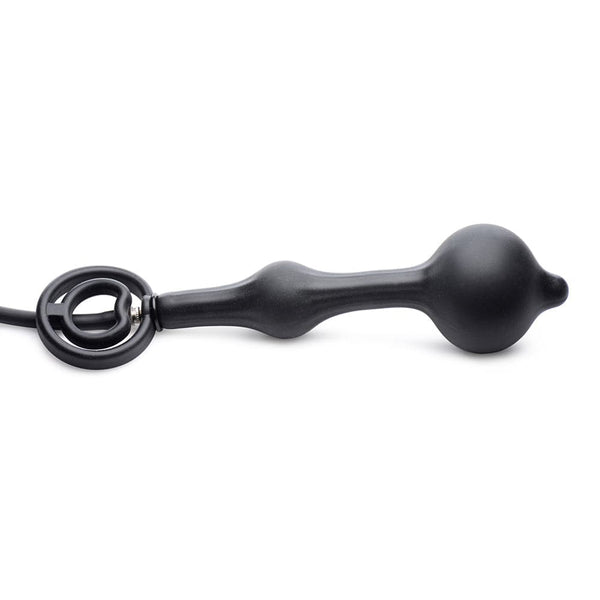 Devils Rattle Inflatable Silicone Anal Plug with Cock and Ball Ring