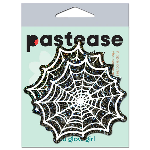 Glitter Black Glow in the Dark Spooky Spider Web Pasties