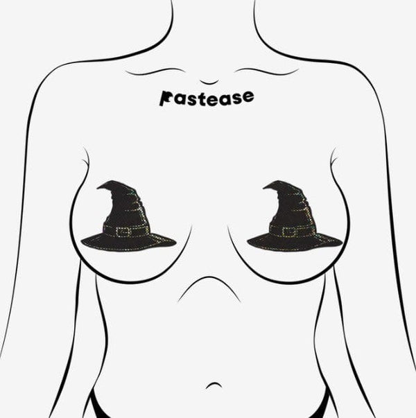 Disco Black Spooky Witches Hat Breast Pasties