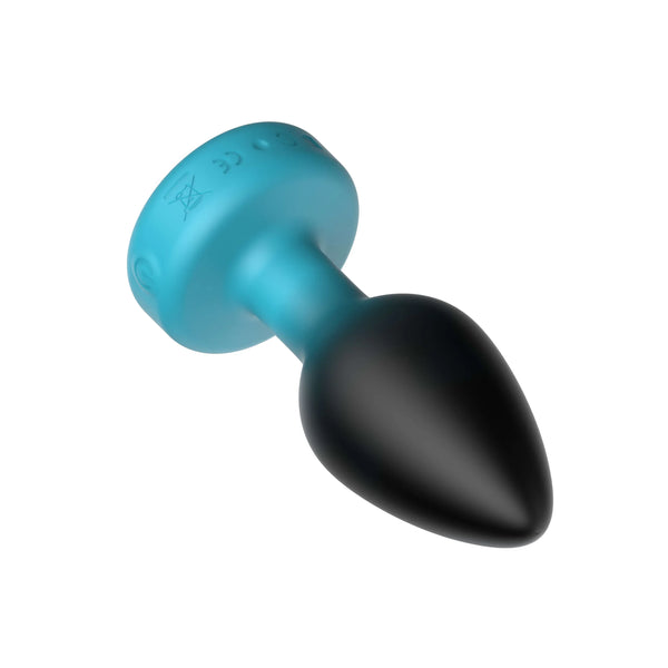 TEAL Ombre - MEDIUM Cheeky Charms Eluxe Vibrating Plug With Remote - Clear Gem