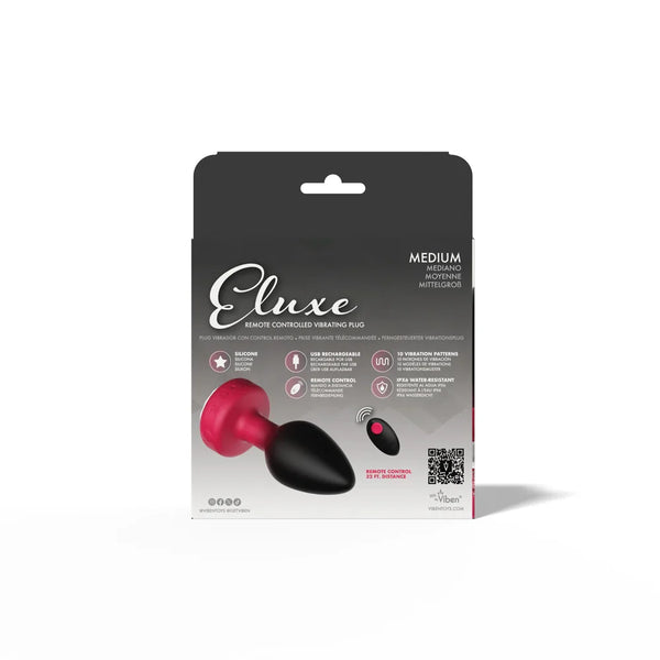 RUBY Ombre - MEDIUM Cheeky Charms Eluxe Vibrating Plug With Remote - Clear Gem