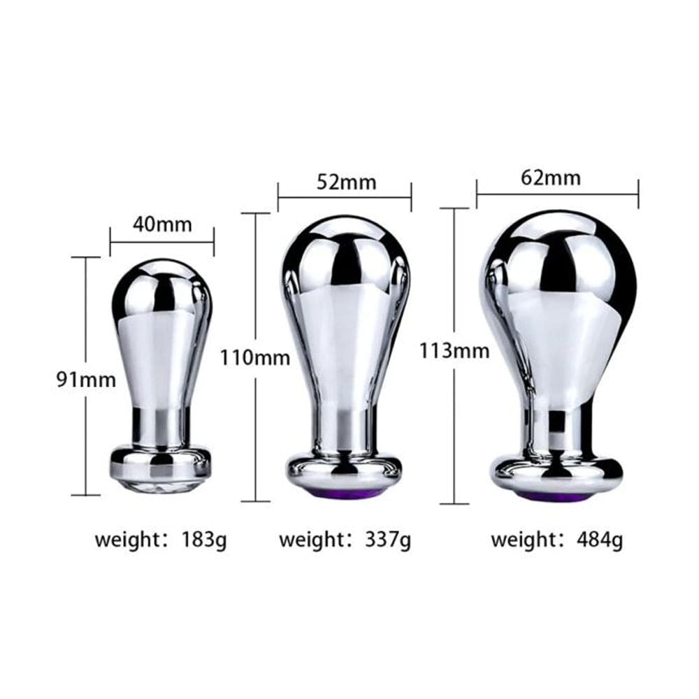 Extreme Bulb Butt Plug with Onyx Gem - Large