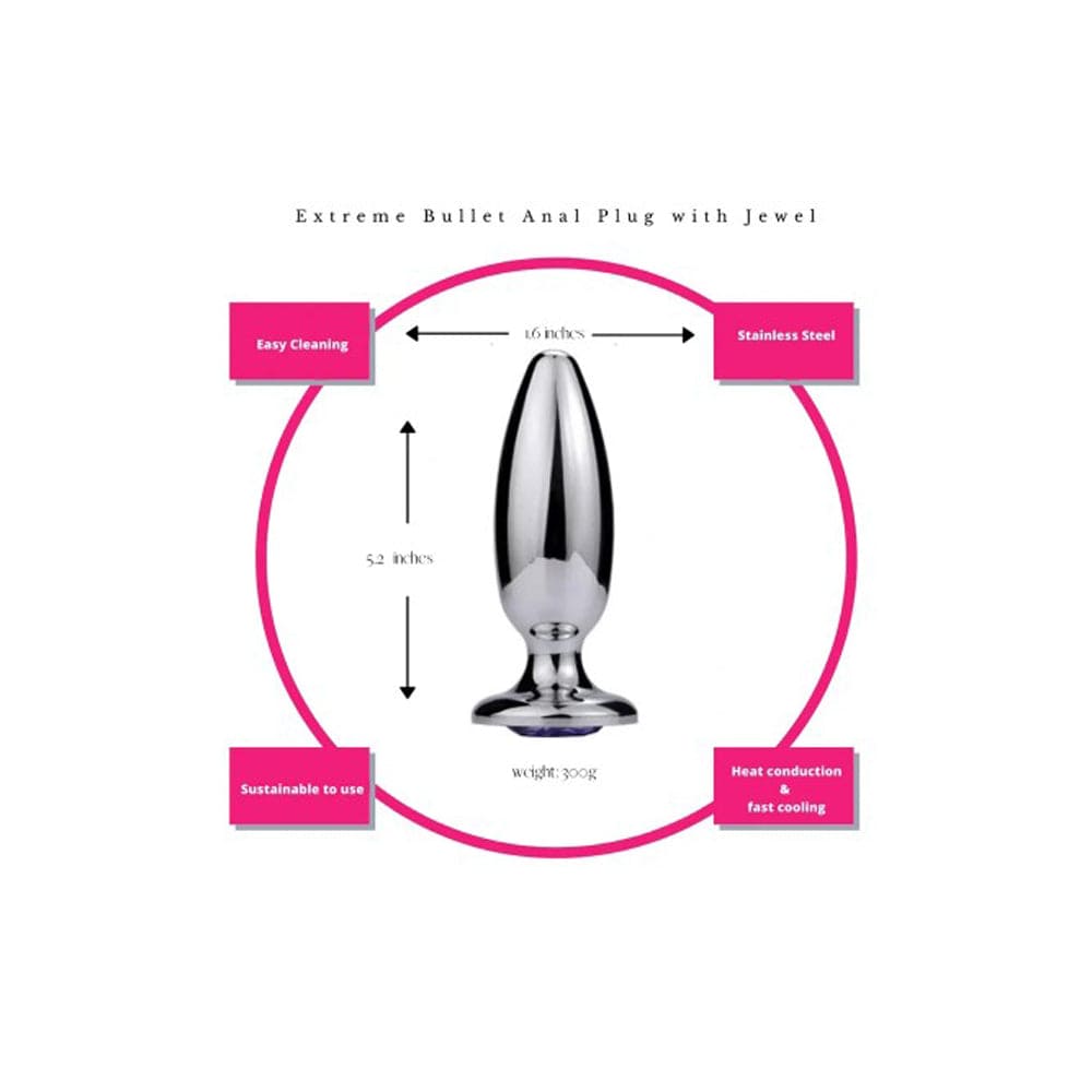 Extreme Bullet Anal Plug with Onyx Gem