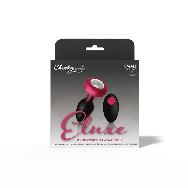 RUBY Ombre - SMALL Cheeky Charms Eluxe Vibrating Plug With Remote - Clear Gem