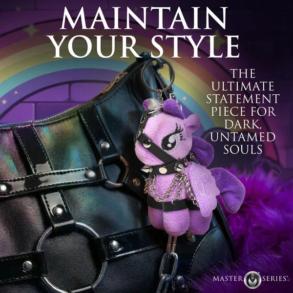 Raven Plum Bondage Pony Keychain - Purple