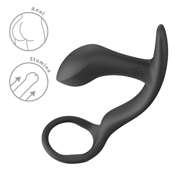 Fun Factory Bootie Ring Black Cock Ring with Butt Plug