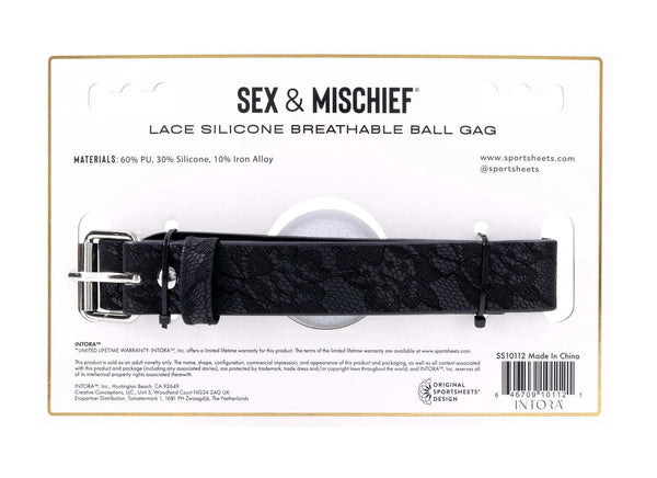 Lace Silicone Breathable Ball Gag - Black