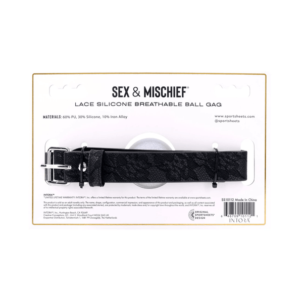 Lace Silicone Breathable Ball Gag - Black
