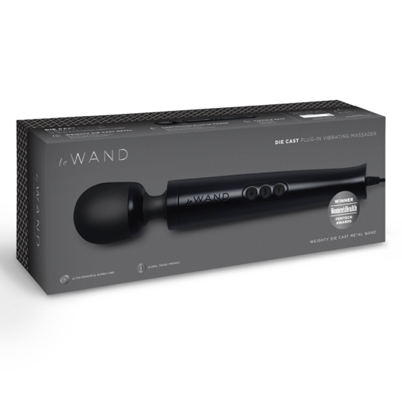 Le Wand Die Cast Plug-In Vibrating Massager - Black