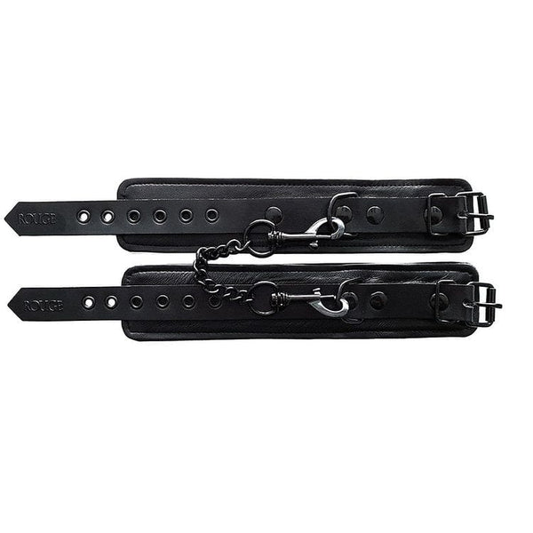 Leather Wrist Cuffs - Black with Black