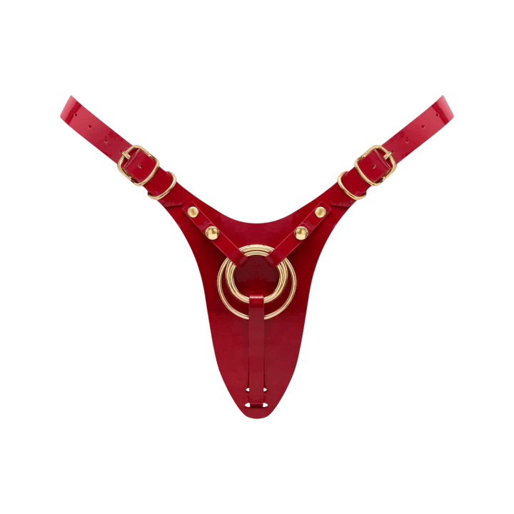 LEATHERETTE HARNESS FABULOUS - ONE SIZE - RED GLOSSY