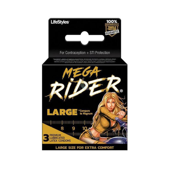LifeStyles Mega Rider Large Condoms 3 Pack