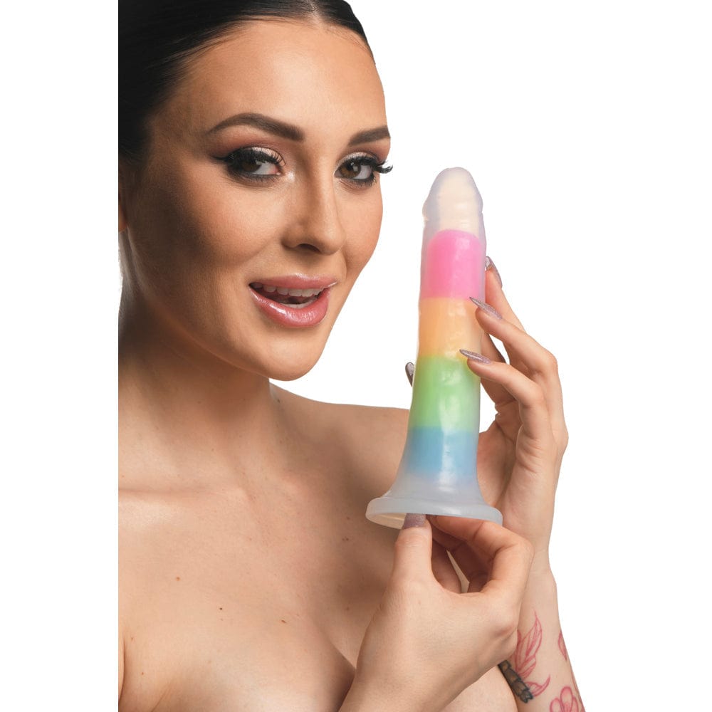 Lollicock 7" GID Rainbow Silicone Dildo*