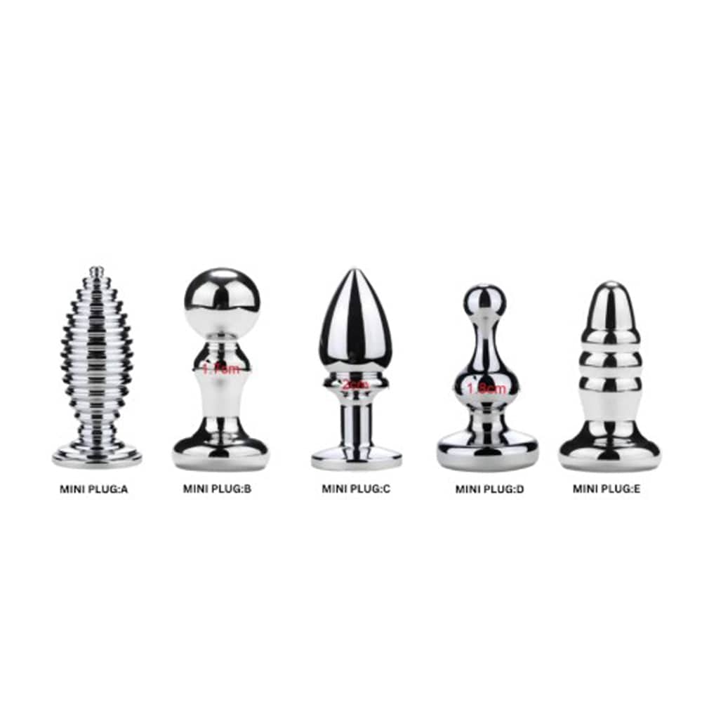 Mini Butt Plug Set - 5 Stainless Steel `Plugs with Gem