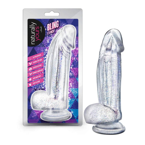 Naturally Yours Dildo - Bling - Sparkling Clear