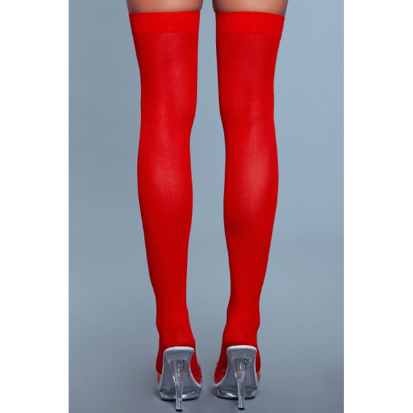 Opaque Nylon Thigh Highs - Red