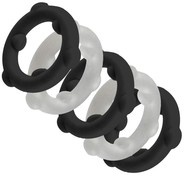 OXBALLS Gearheads Black/Vapor 5-Pack Spinner Cock Rings