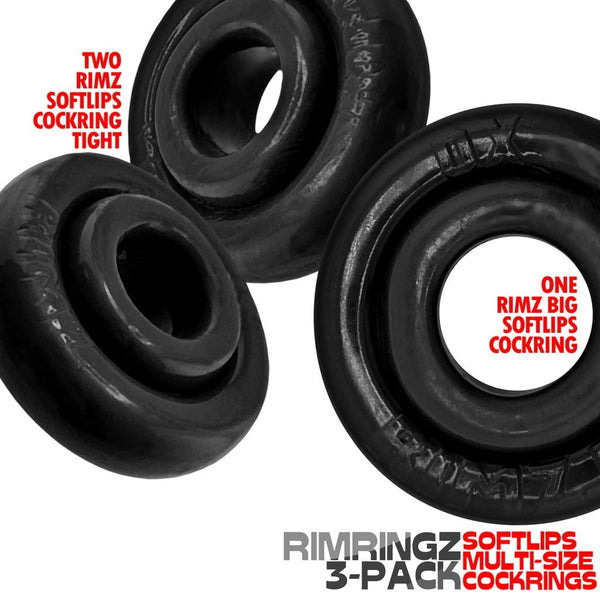 OXBALLS RIMRINGZ Black 3-Pack Cock Rings