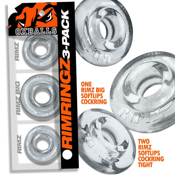 OXBALLS RIMRINGZ Clear 3-Pack Cock Rings
