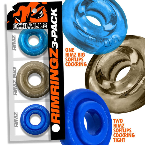 OXBALLS RIMRINGZ Cool Blues 3-Pack Cock Rings