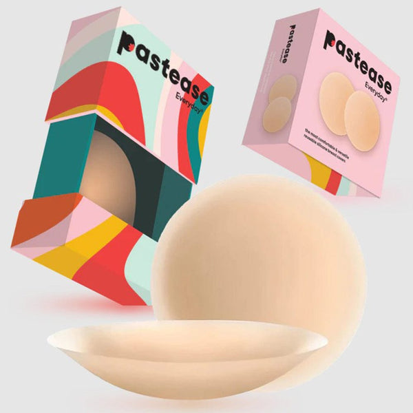 Pastease Everyday® Silicone Reusable Adhesive Nipple Covers w Travel Box - Sand - Large (D+ cups)