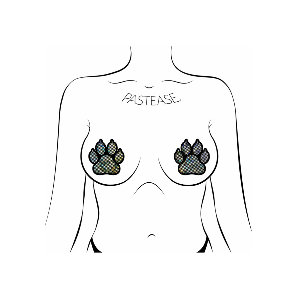 Paw Print Pasties - Disco Silver/Black