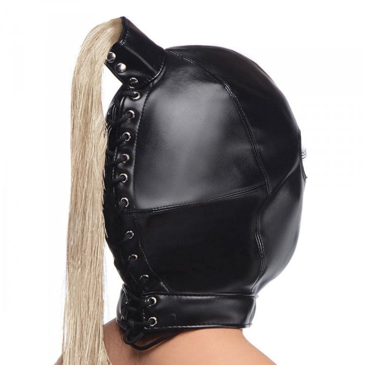 Ponytail Bondage Hood w 20" Blonde
