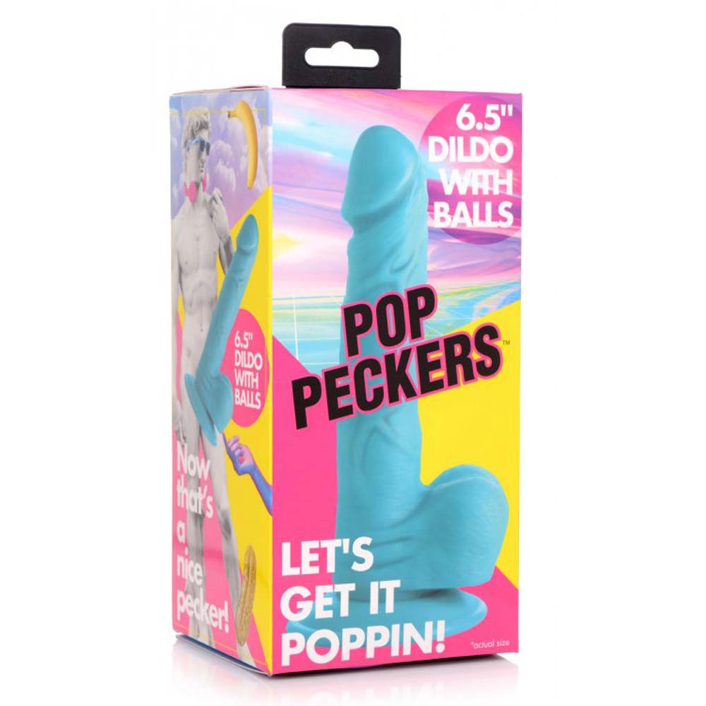POP 6.5" Dildo with Balls - Blue