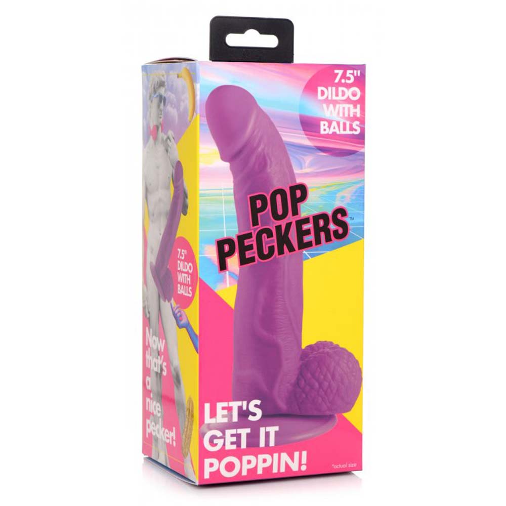 POP 7.5" Dildo with Balls - Purple