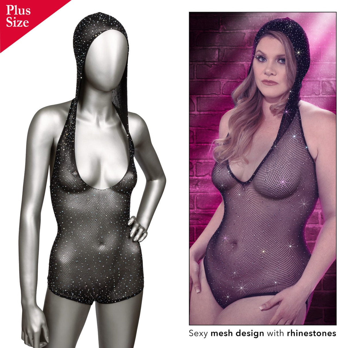 Radiance™ Hooded Deep-V Bodysuit - Plus*