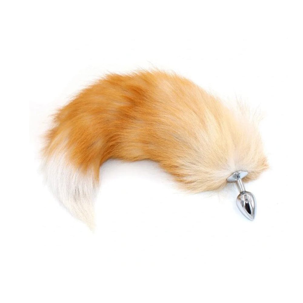 Real Fox Tail Butt Plug - Small - Blond/White