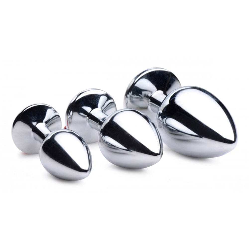 Red Gem with Bells Anal Plug Set