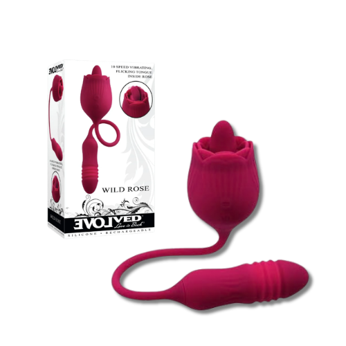 Evolved Wild Rose Dual-Motor Thrusting Bullet &Tongue Vibrator