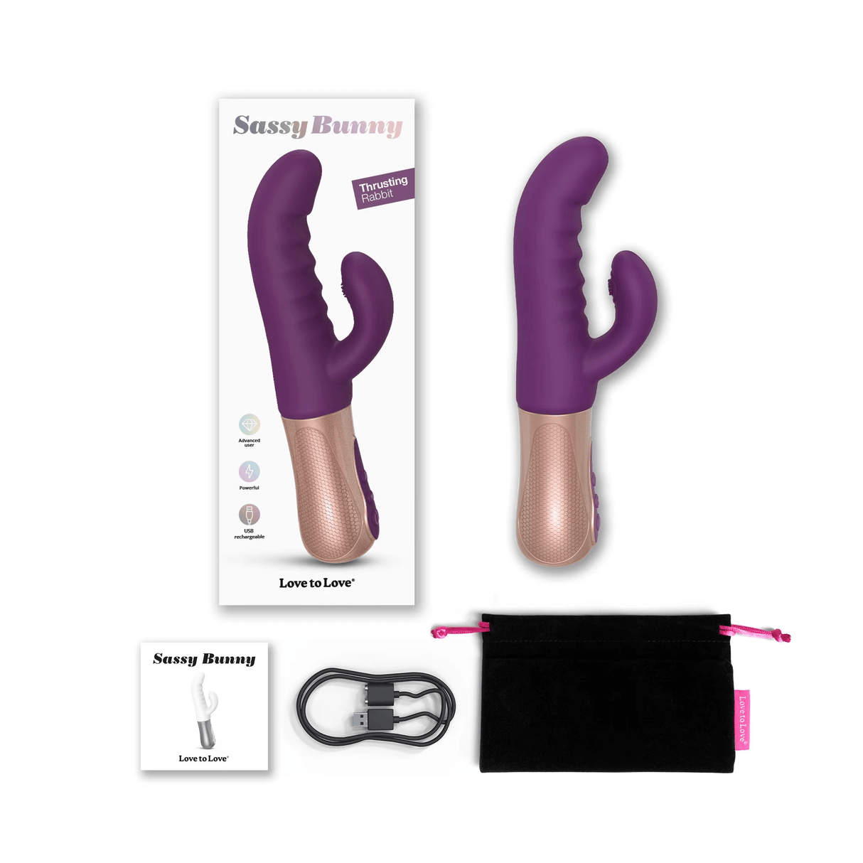 SASSY BUNNY Rabbit Thrusting Vibrator - Purple Rain