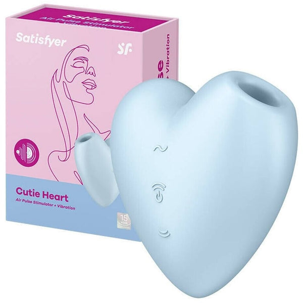 Satisfyer Cutie Heart Air Pulse Lay-On Vibrator - Blue