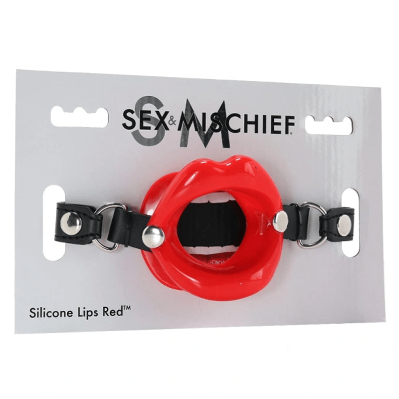 Silicone Lips Open Mouth Gag - Red
