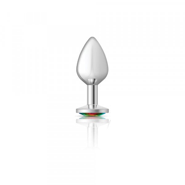 Silver Metal Anal Plug - Round-Rainbow - Medium