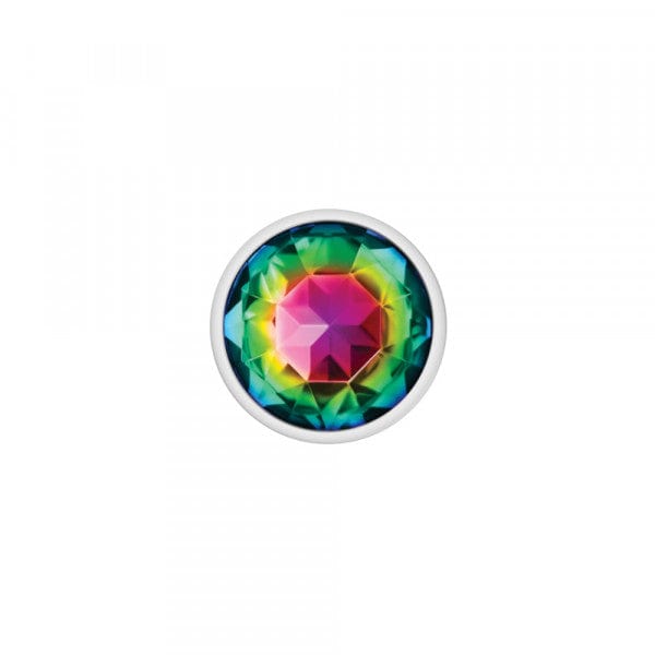 Silver Metal Anal Plug - Round-Rainbow - Medium