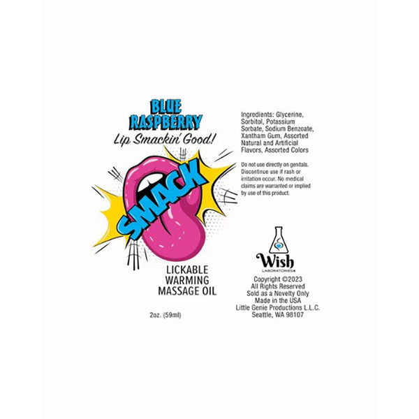 SMACK Warming & Lickable Massage Oil - Blue Raspberry 3ML Pouch Display of 36 ??