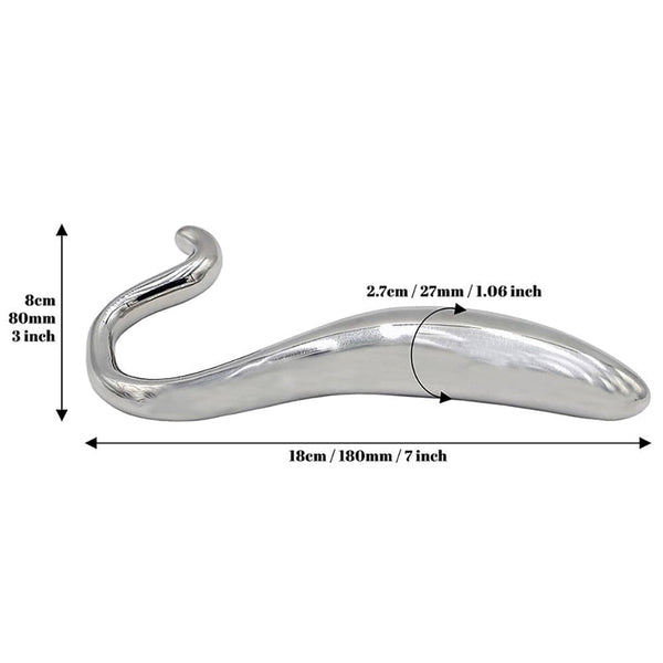 Stainless Steel Hollow Curved Wand In Case