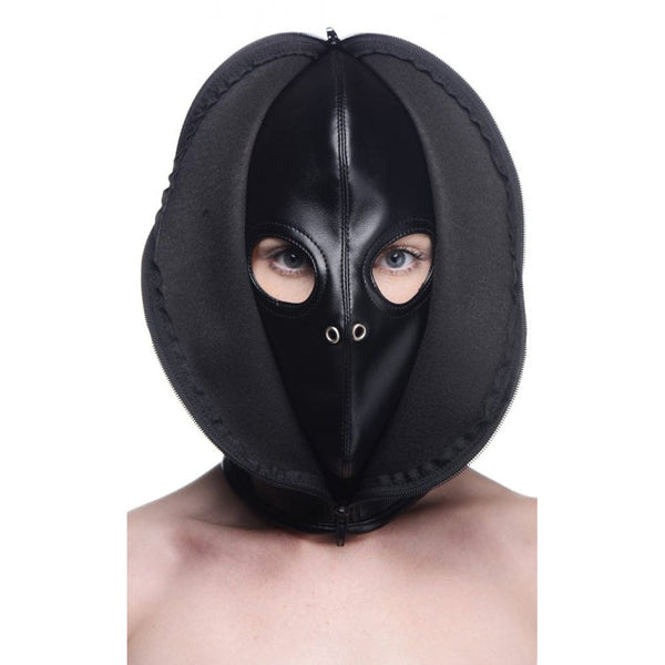 Strict Zip Front Bondage Black Hood *