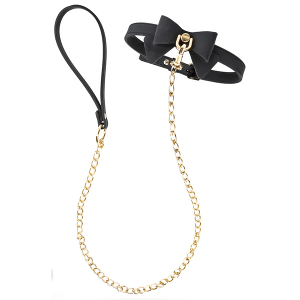 Temptasia Ardor - Silicone Collar & Leash - Black with Bow