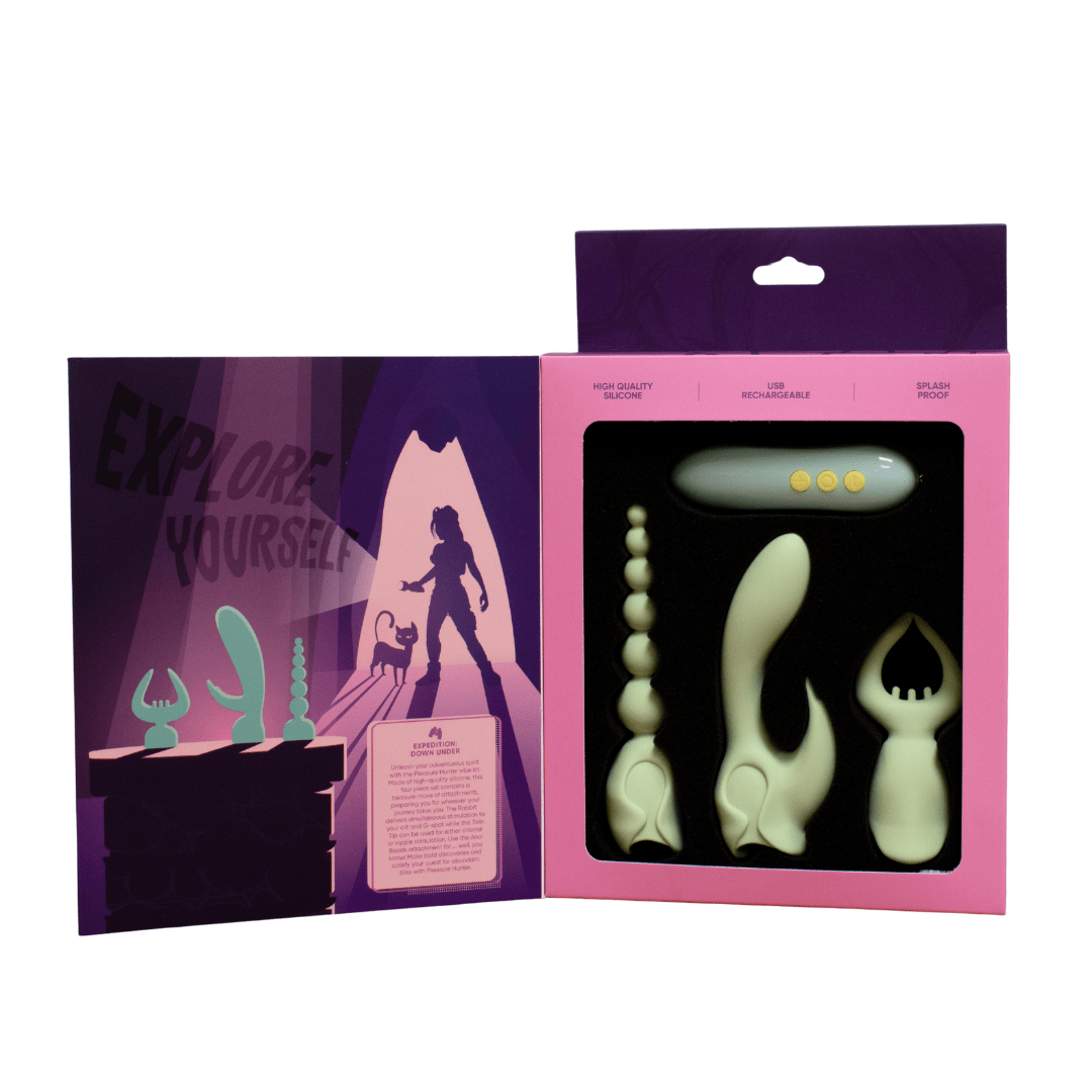 The Pleasure Hunter Kit - Anal Beads, Clitoral Stimulator & Rabbit Vibrator