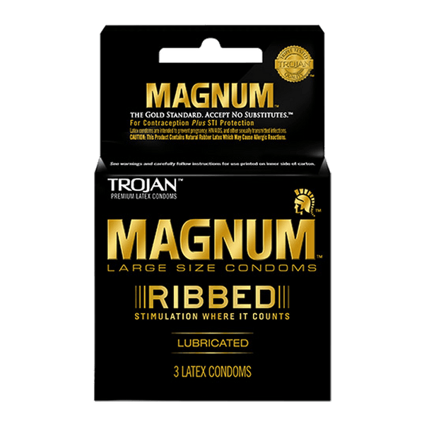 Trojan Magnum Lubricated Ribbed - 3 pk
