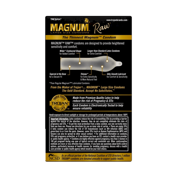 Trojan Magnum Raw Condoms - 10pk