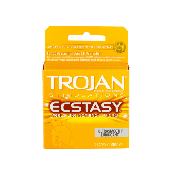 Trojan Ultra Ribbed Ecstacy Condoms 3 pk