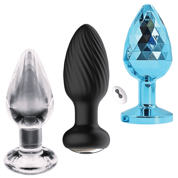 Venture Collection (Small) - Deluxe Anal Plug Set – Vibrating Silicone, Glass & Metal