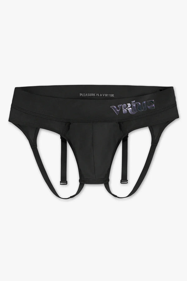 Virtue Men's Large JockVStrap Sheer Briefs - Black